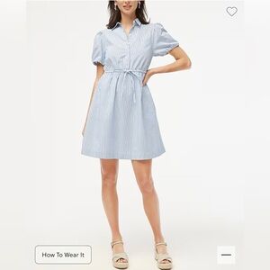 J Crew Factory - Size 0 (zero) - Blue and White Pinstripe Dress w/ Pockets